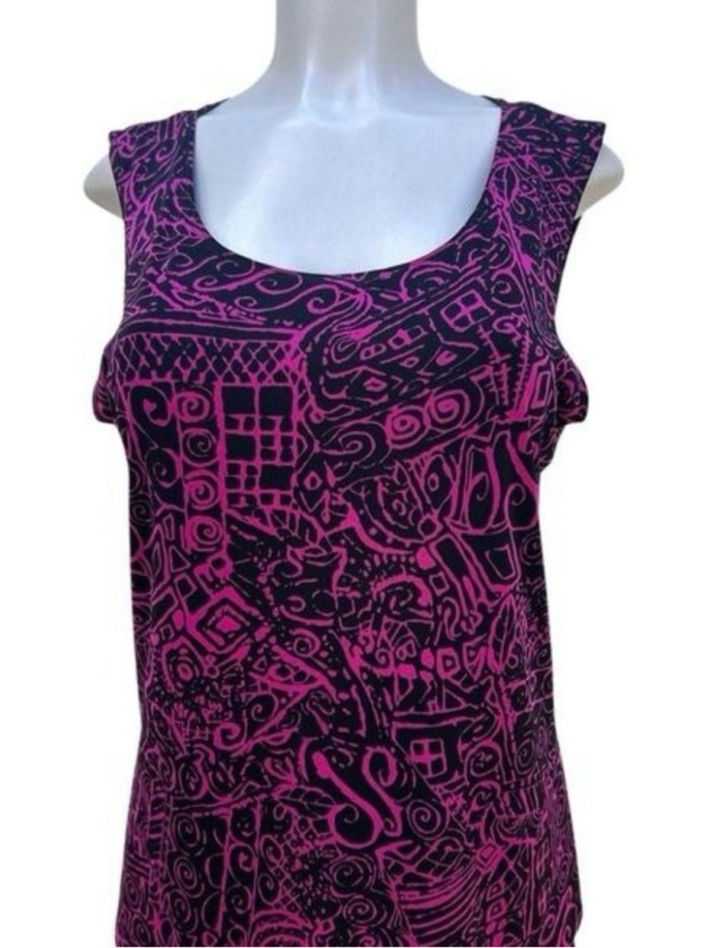 Additions by Chicos Tank Blouse & Midi Skirt 2-Piece Set Womens Large Pink Black